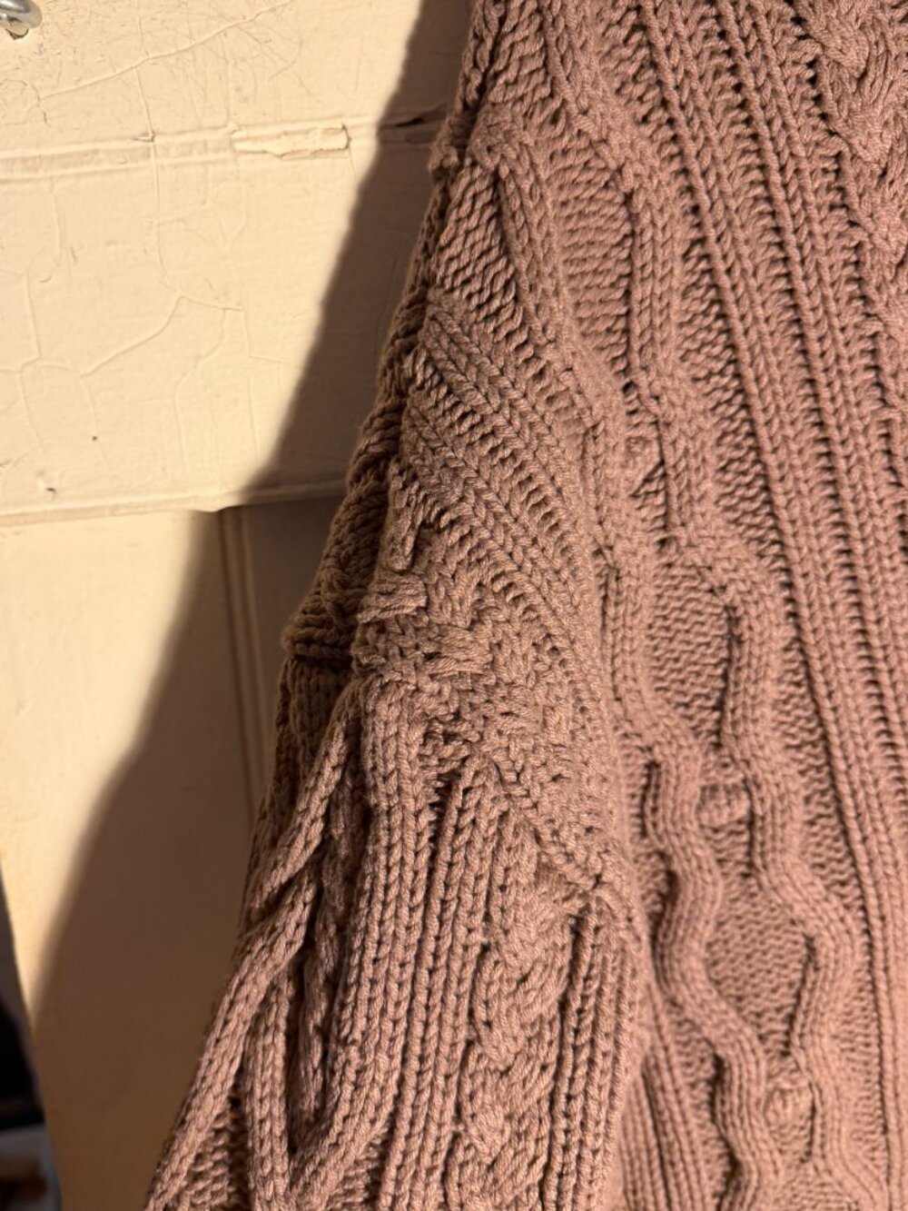 Soho and Stella Chocolate Brown Cropped Drop Shoulder Cable Knit Sweater L - Picture 4 of 7